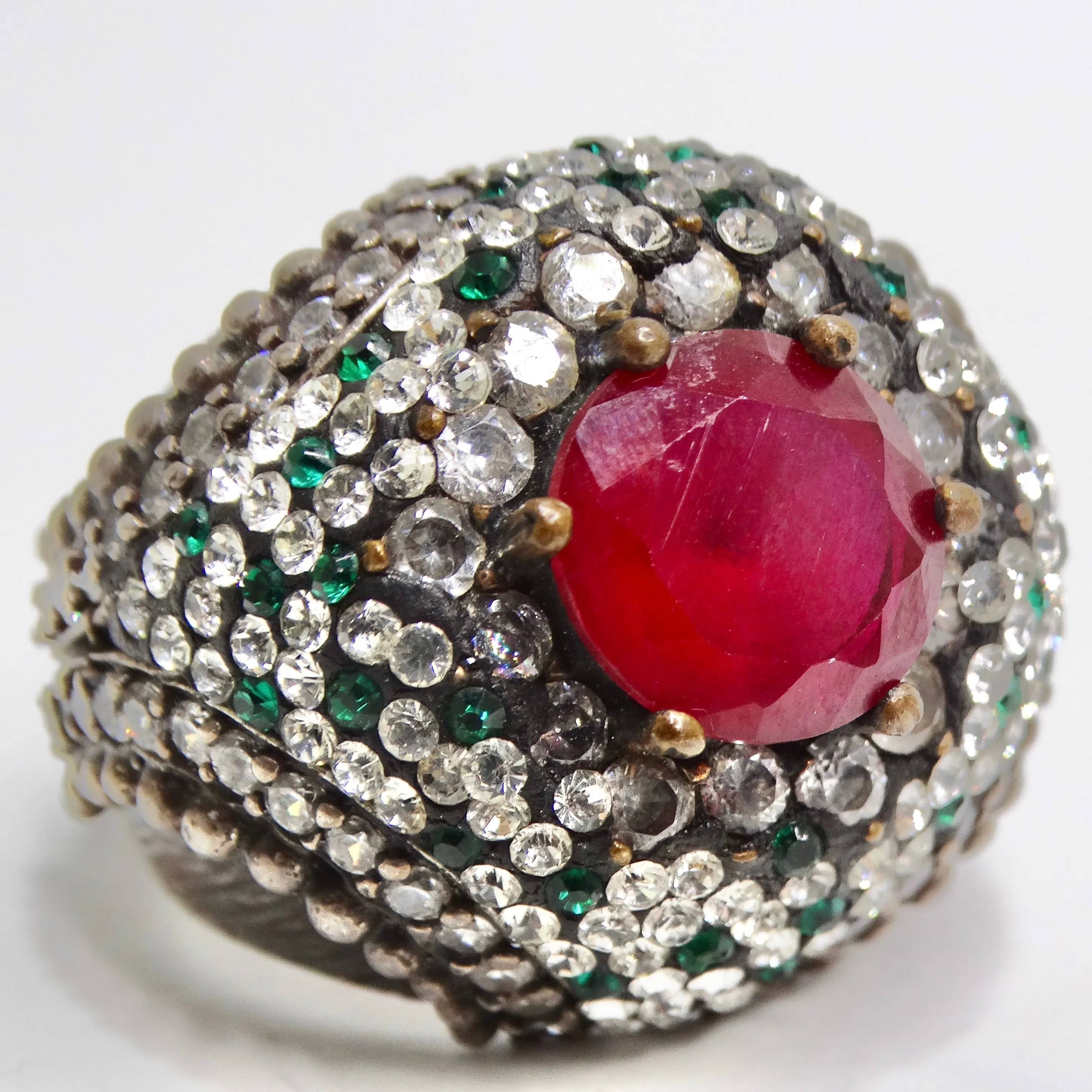 1980s Silver 925 Synthetic Ruby Ring