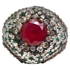 1980s Silver 925 Synthetic Ruby Ring