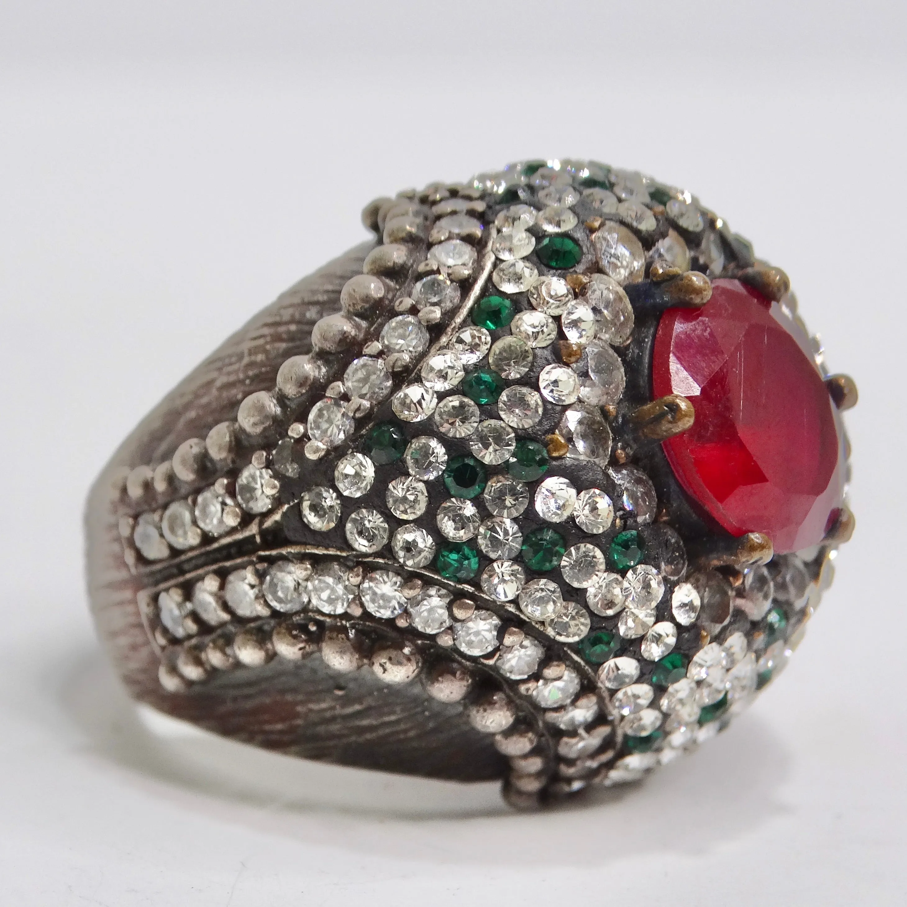 1980s Silver 925 Synthetic Ruby Ring