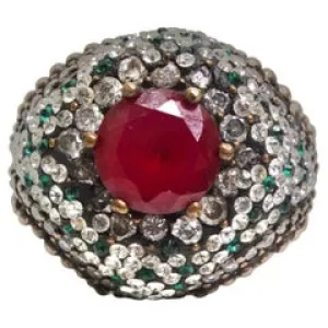 1980s Silver 925 Synthetic Ruby Ring