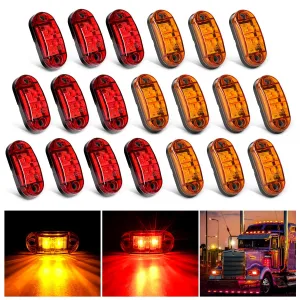 2.5Inch Oval Red Amber 2 Diode LED Side Marker Light 20PCS