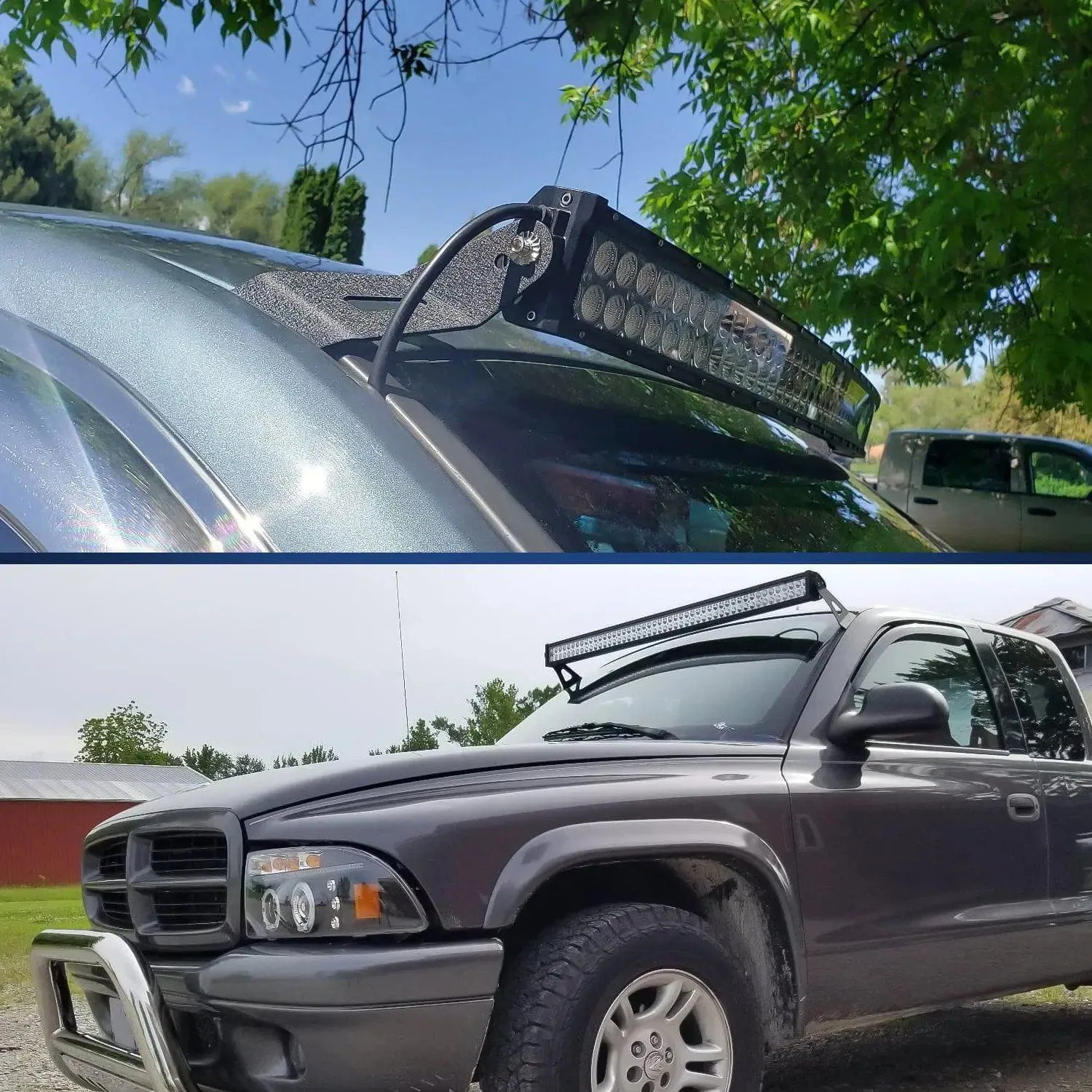 52 Inch Curved Light Bar Mount Bracket at Upper Windshield Roof Cab for 1999-2006 Chevy Silverado Suburban Avalanche Tahoe & GMC Yukon Sierra (Pair)