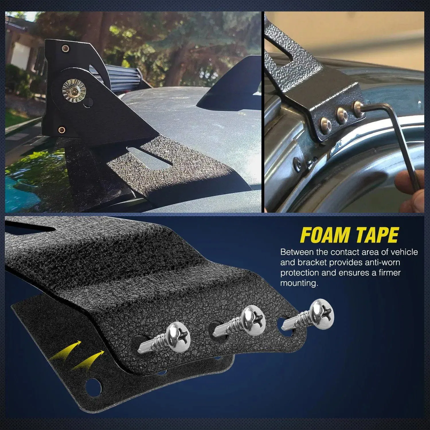 52 Inch Curved Light Bar Mount Bracket at Upper Windshield Roof Cab for 1999-2006 Chevy Silverado Suburban Avalanche Tahoe & GMC Yukon Sierra (Pair)