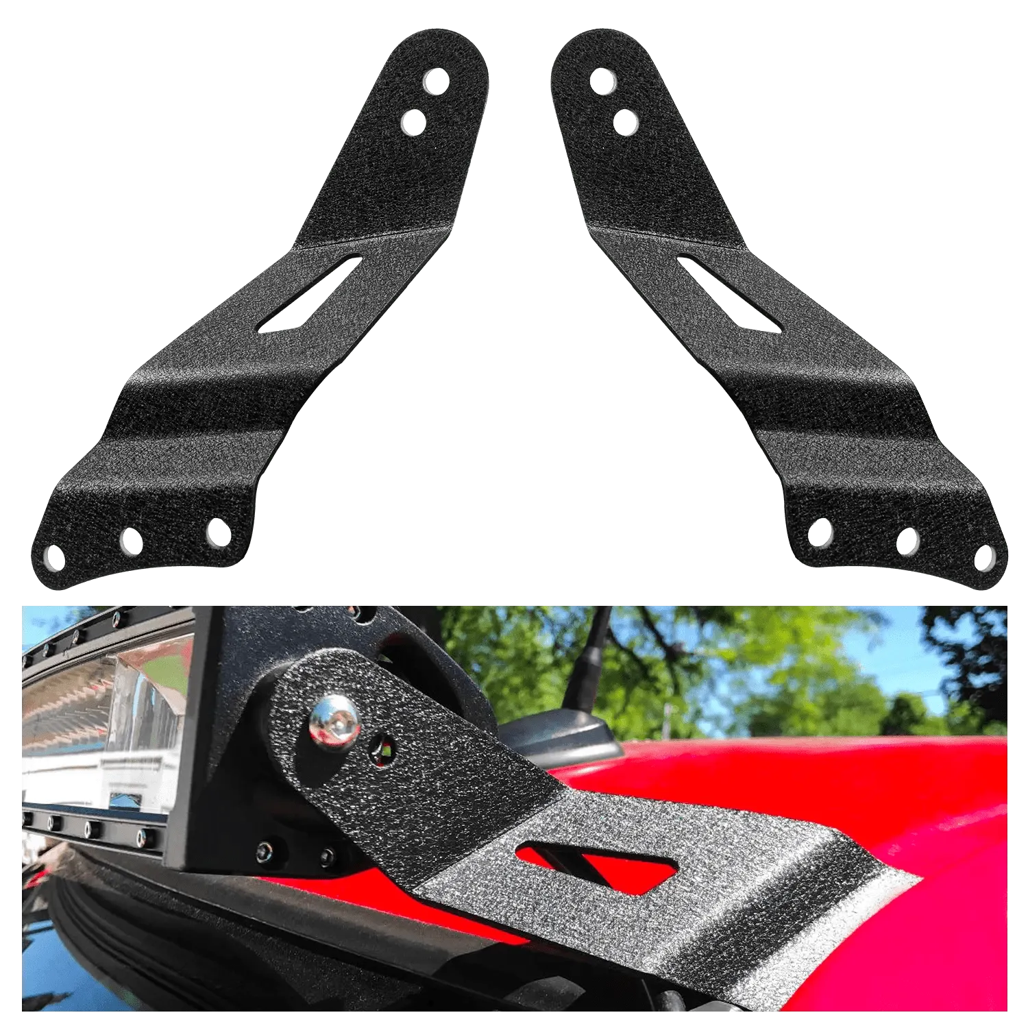 52 Inch Curved Light Bar Mount Bracket at Upper Windshield Roof Cab for 1999-2006 Chevy Silverado Suburban Avalanche Tahoe & GMC Yukon Sierra (Pair)