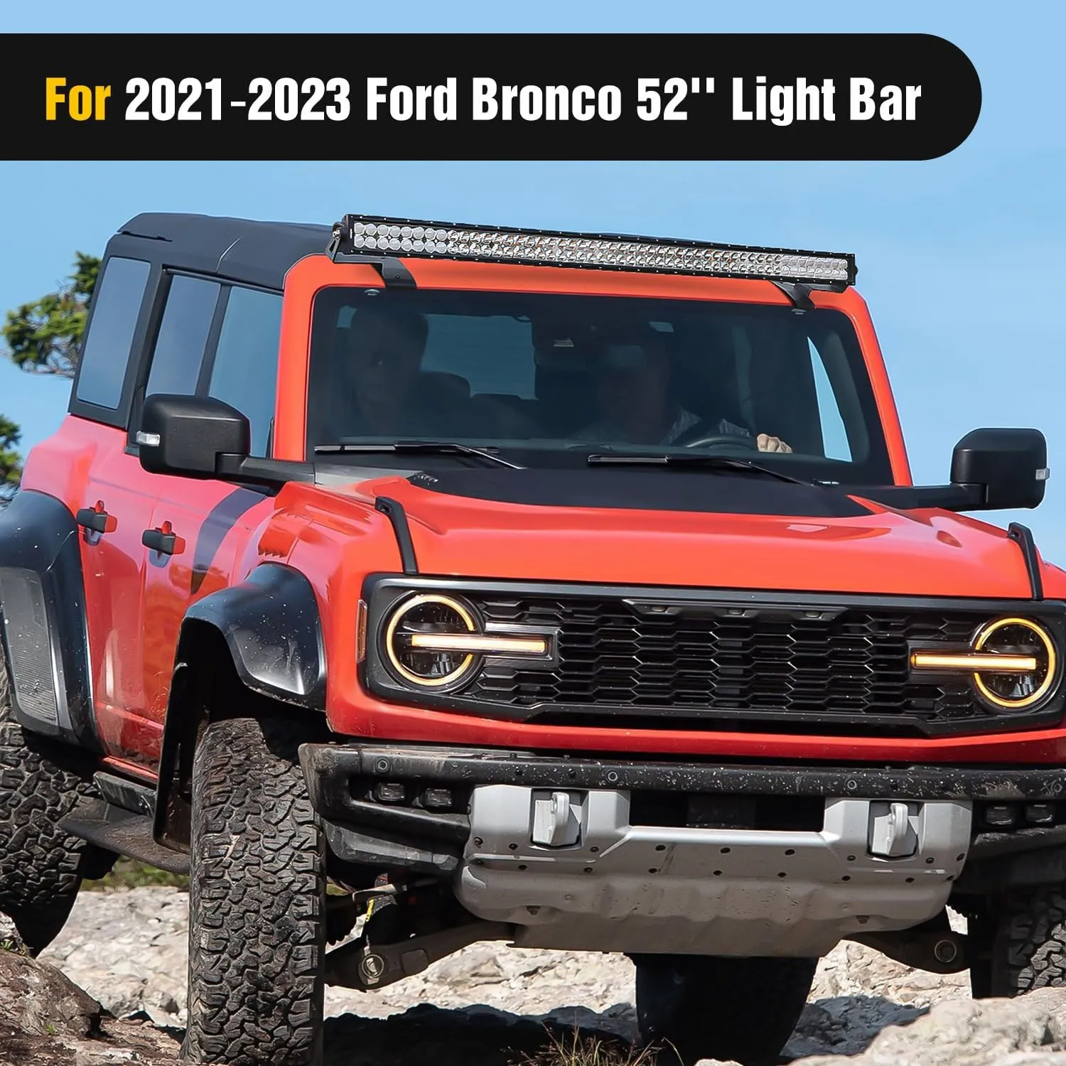 52 Inch Straight LightBar Over-Windshield Mounts For 2021-2023 Ford Bronco 2/4 Door