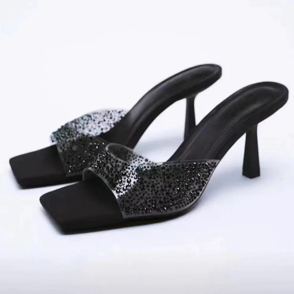 Amozae-Cowboys Slipper Women High Heel Sandals 2023 Summer New Open Toe Sexy Party Luxury Dress Shoes Rome Cowboys Designer Sandals