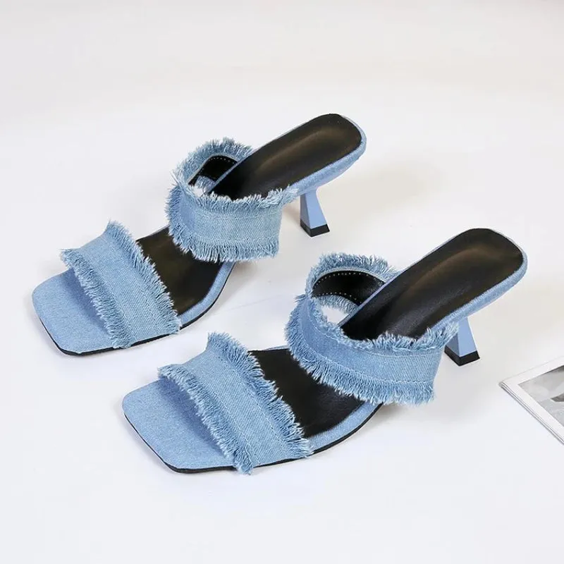 Amozae-Cowboys Slipper Women High Heel Sandals 2023 Summer New Open Toe Sexy Party Luxury Dress Shoes Rome Cowboys Designer Sandals