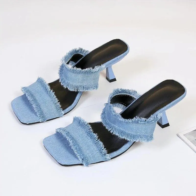 Amozae-Cowboys Slipper Women High Heel Sandals 2023 Summer New Open Toe Sexy Party Luxury Dress Shoes Rome Cowboys Designer Sandals
