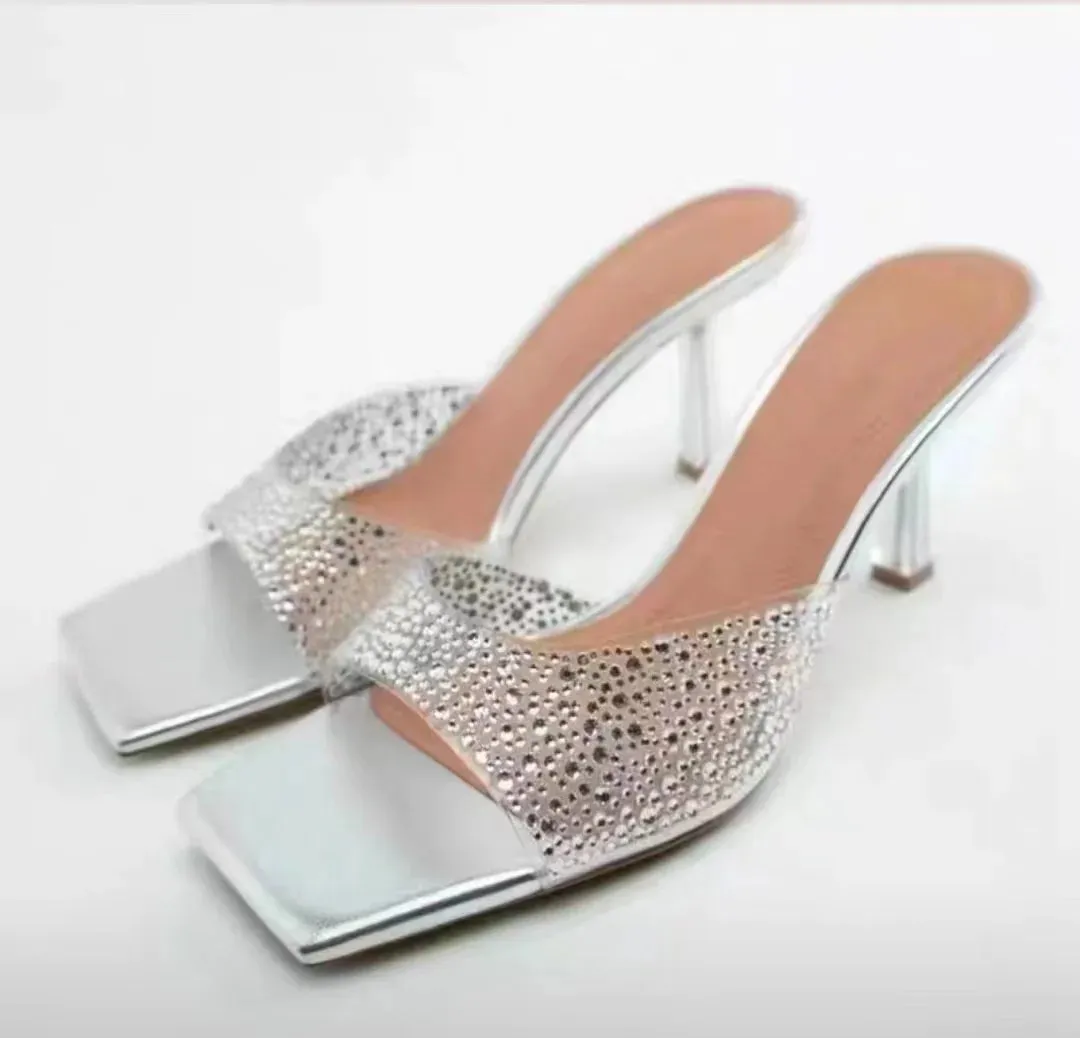 Amozae-Cowboys Slipper Women High Heel Sandals 2023 Summer New Open Toe Sexy Party Luxury Dress Shoes Rome Cowboys Designer Sandals
