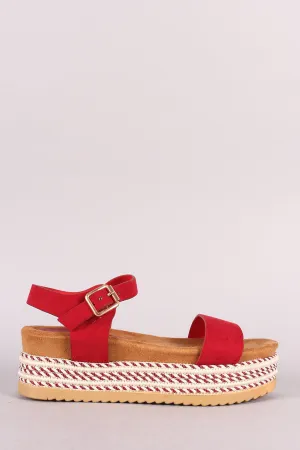 Bamboo Ankle Strap Striped Flatform Sandal
