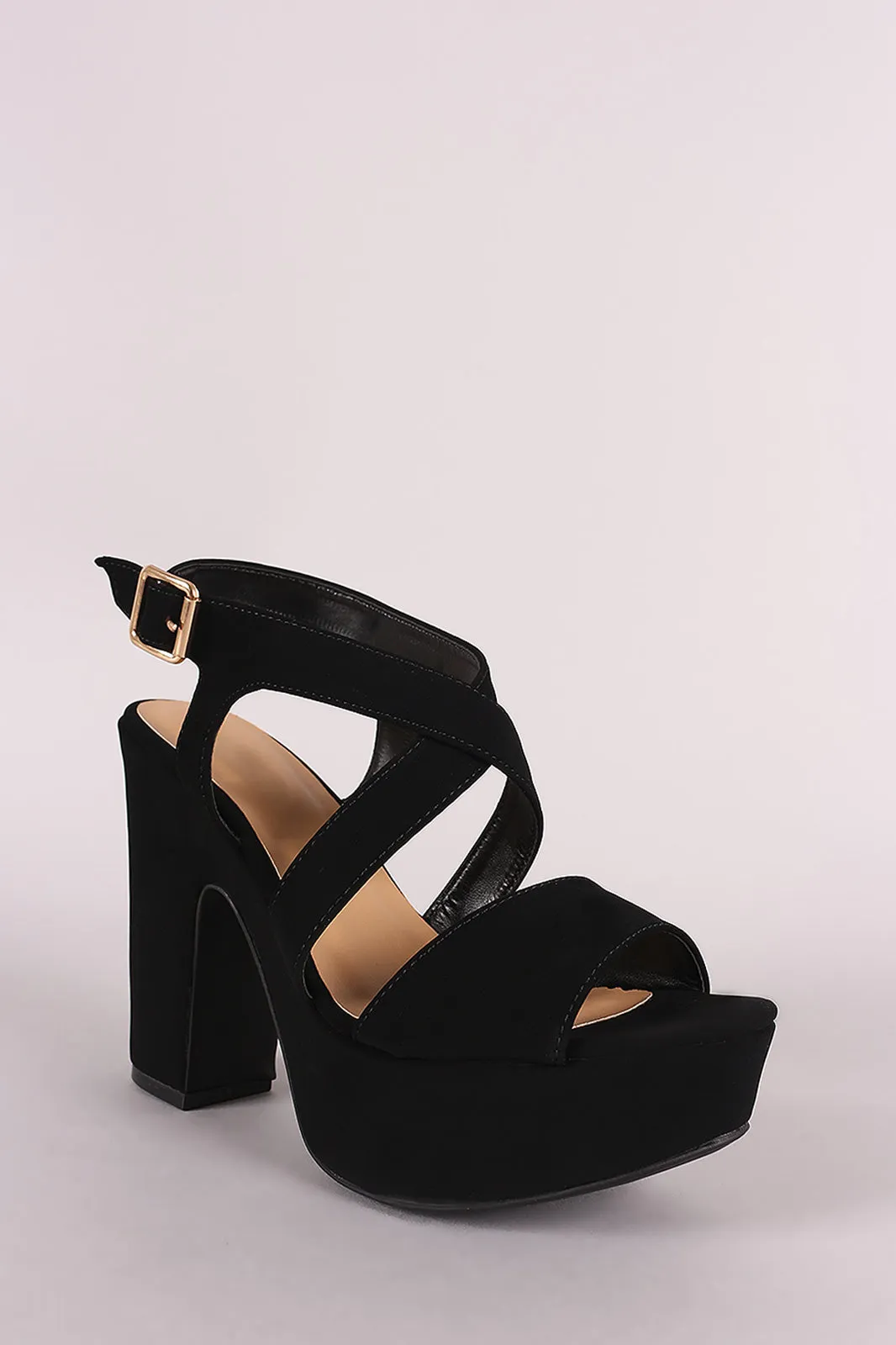 Bamboo Strappy Platform Chunky Heel
