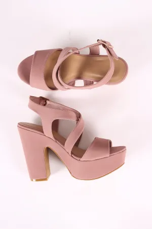 Bamboo Strappy Platform Chunky Heel