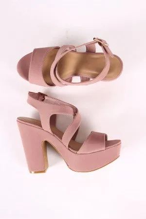 Bamboo Strappy Platform Chunky Heel