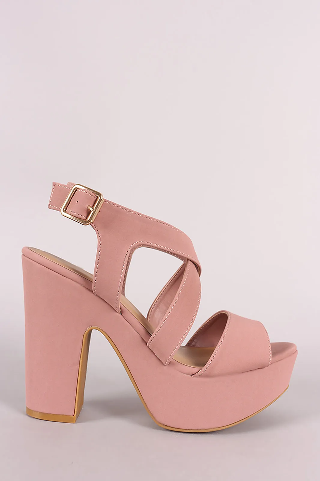 Bamboo Strappy Platform Chunky Heel