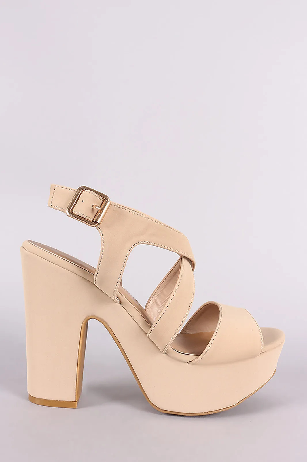 Bamboo Strappy Platform Chunky Heel