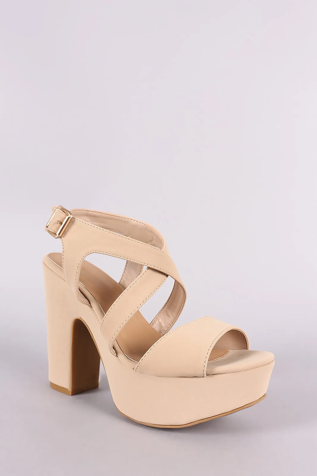 Bamboo Strappy Platform Chunky Heel