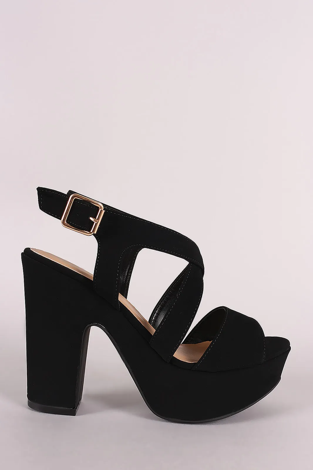 Bamboo Strappy Platform Chunky Heel