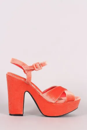 Bamboo Velvet Crisscross Chunky Platform Heel