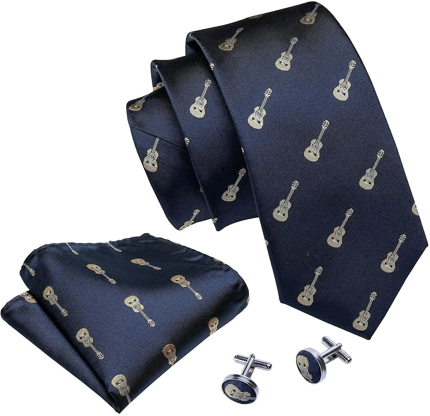 Barry.Wang Fun Animal Ties for Men Designer Handkerchief Cufflink WOVEN Casual Necktie Set Festival