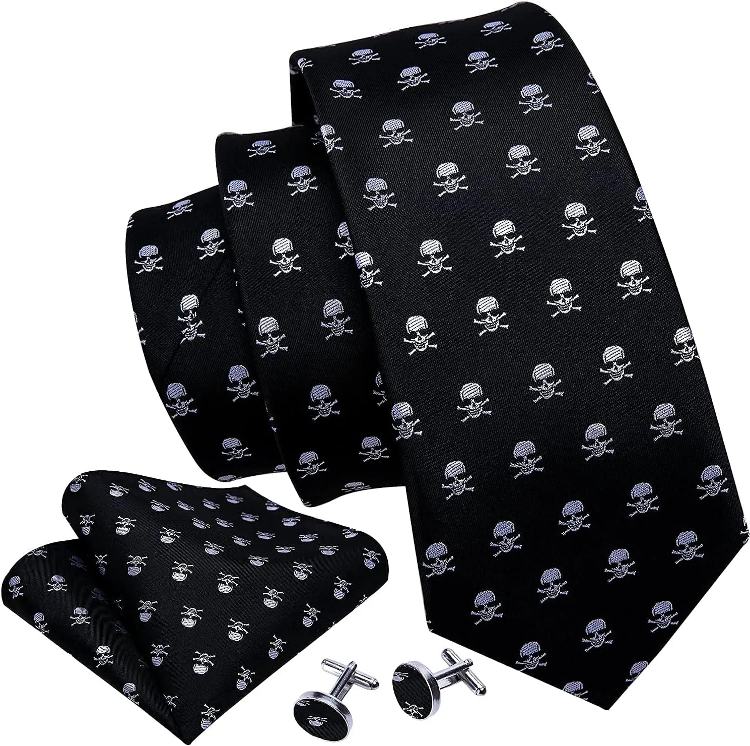 Barry.Wang Fun Animal Ties for Men Designer Handkerchief Cufflink WOVEN Casual Necktie Set Festival