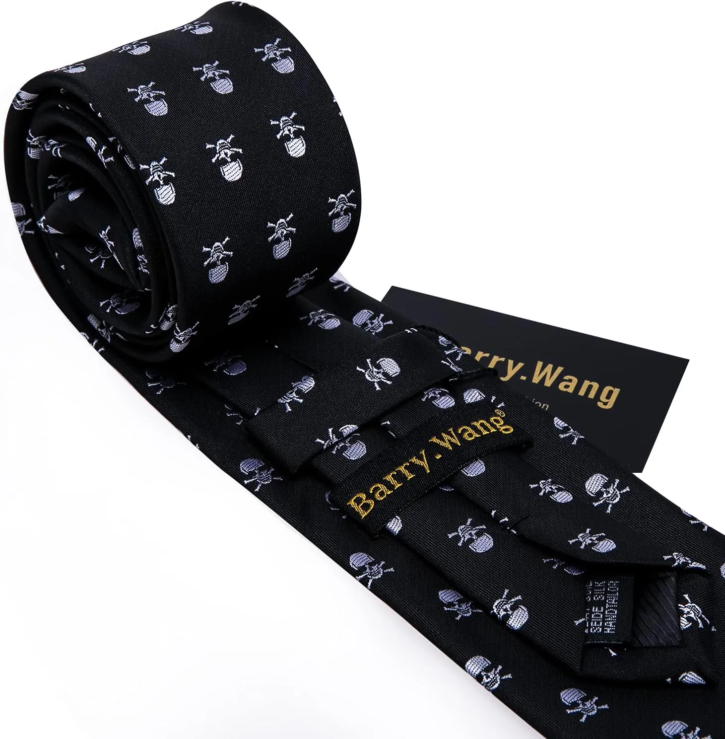 Barry.Wang Fun Animal Ties for Men Designer Handkerchief Cufflink WOVEN Casual Necktie Set Festival