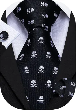 Barry.Wang Fun Animal Ties for Men Designer Handkerchief Cufflink WOVEN Casual Necktie Set Festival