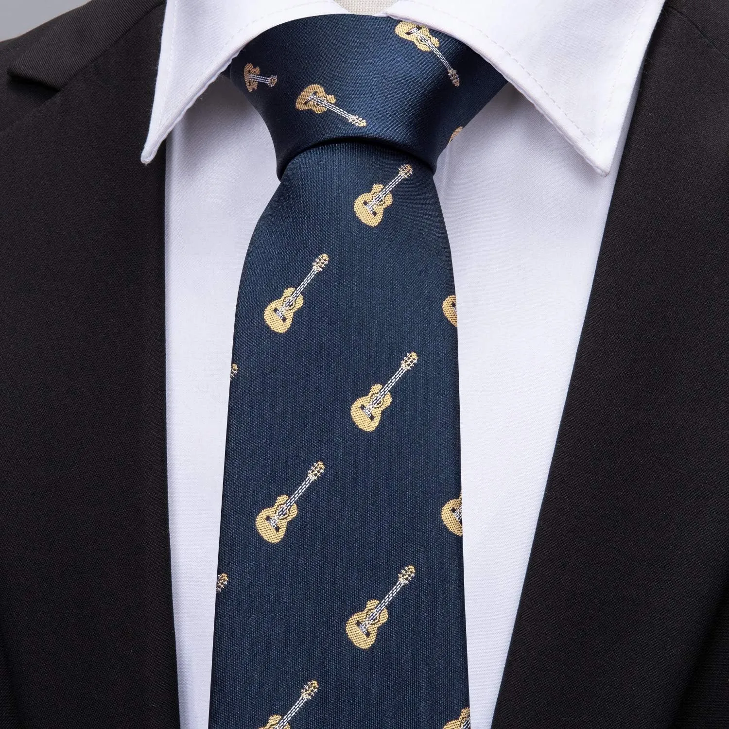 Barry.Wang Fun Animal Ties for Men Designer Handkerchief Cufflink WOVEN Casual Necktie Set Festival