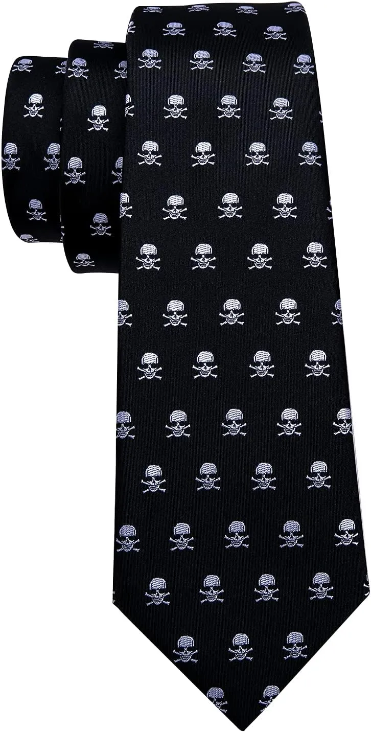 Barry.Wang Fun Animal Ties for Men Designer Handkerchief Cufflink WOVEN Casual Necktie Set Festival