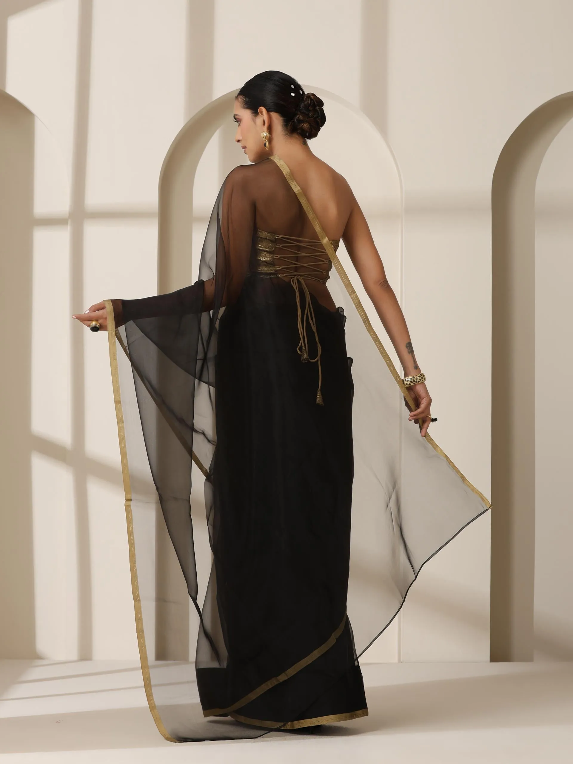 Black Cloud Organza Saree