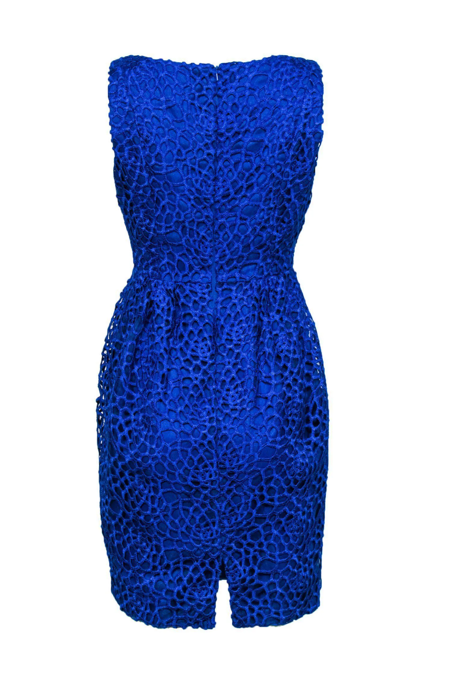 Carmen Marc Valvo - Royal Blue Open Weave Crochet Dress Sz 6