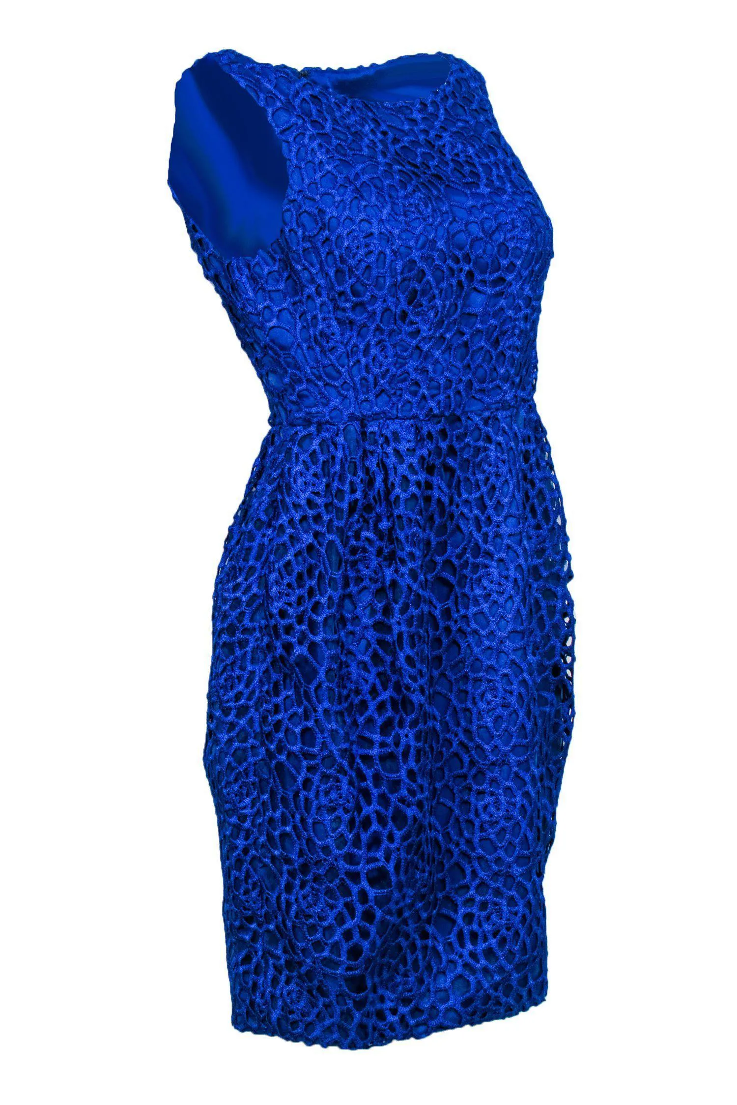 Carmen Marc Valvo - Royal Blue Open Weave Crochet Dress Sz 6