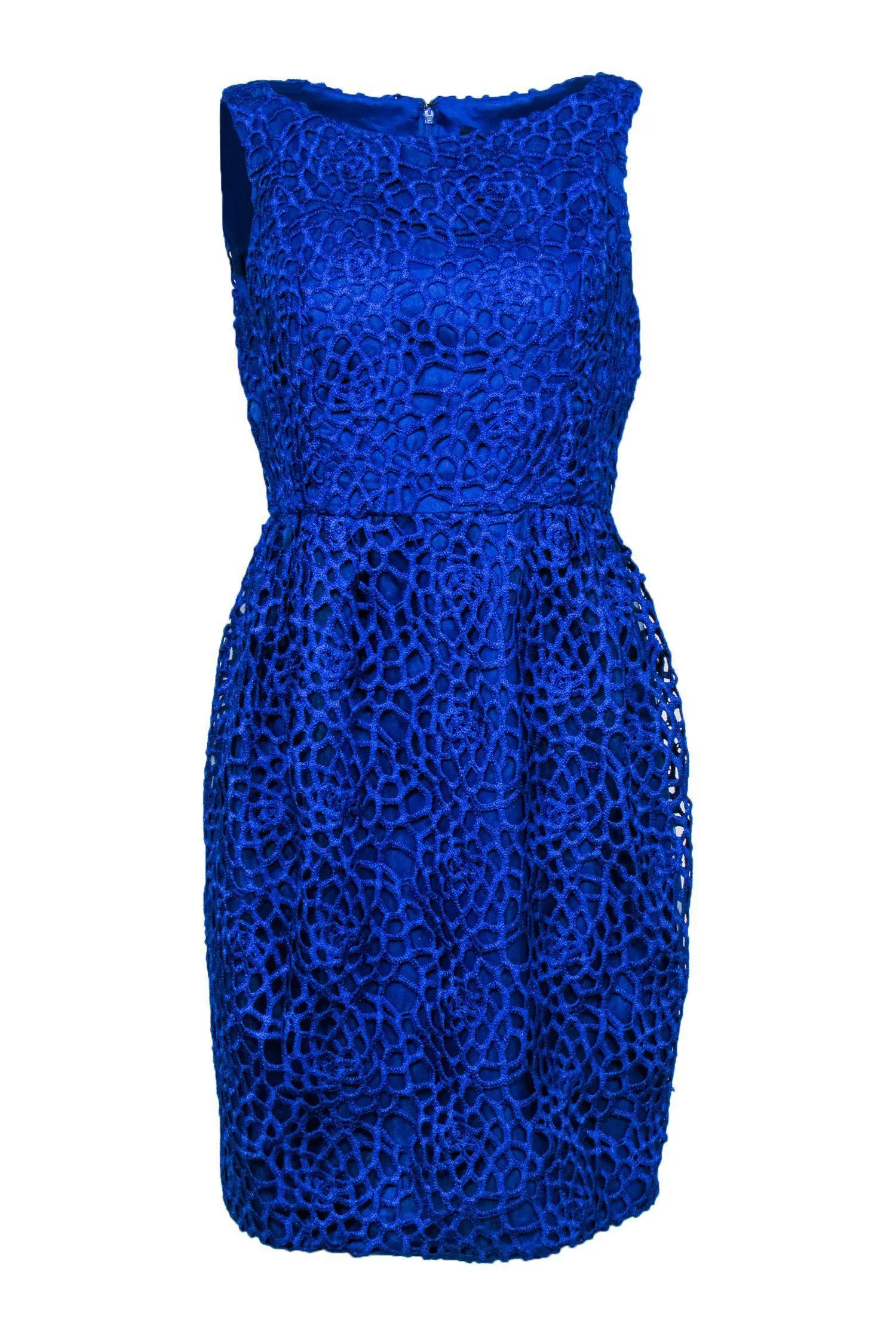 Carmen Marc Valvo - Royal Blue Open Weave Crochet Dress Sz 6