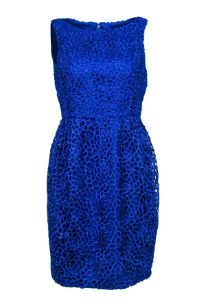 Carmen Marc Valvo - Royal Blue Open Weave Crochet Dress Sz 6