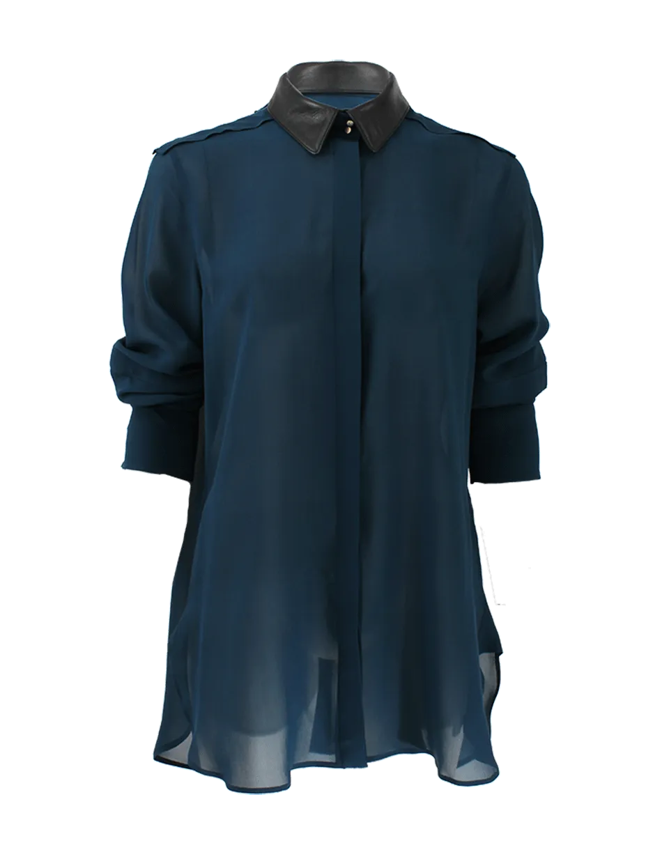 Deyton Blouse with Leather Collar