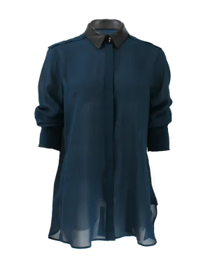 Deyton Blouse with Leather Collar
