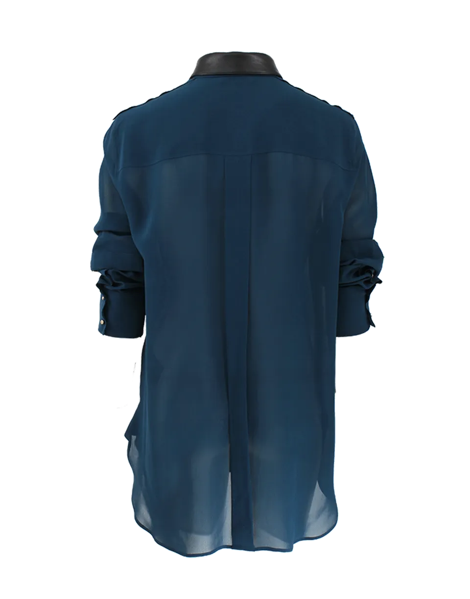 Deyton Blouse with Leather Collar