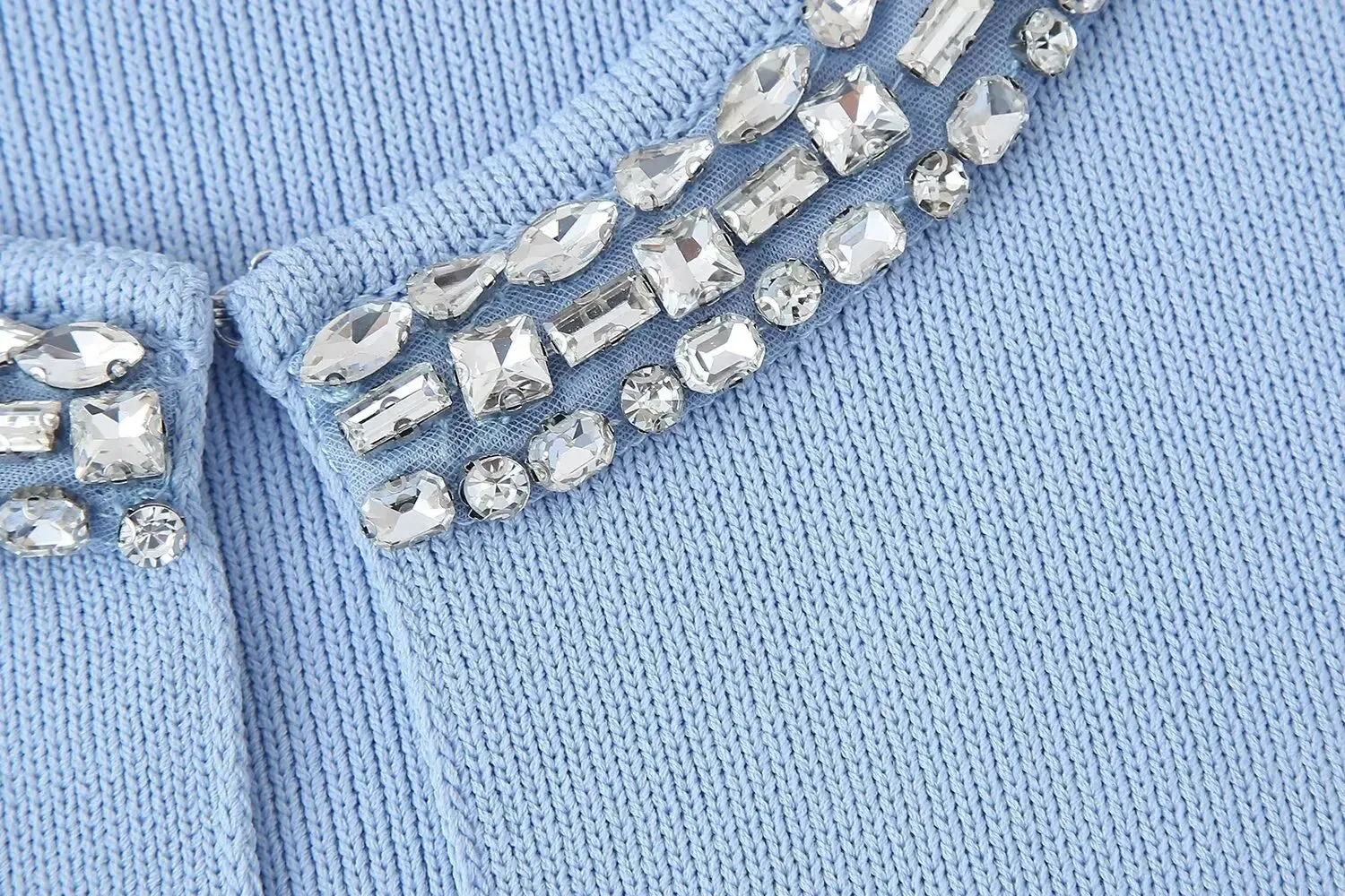 Diamonds Trims Sweater   Mini Skirts Knit Matching Outfit Set
