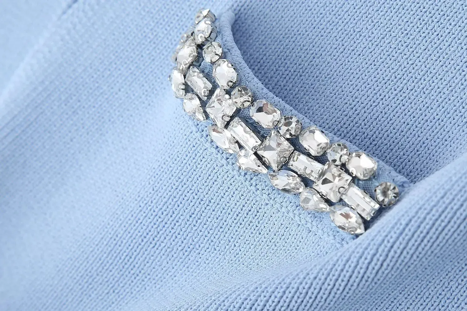 Diamonds Trims Sweater   Mini Skirts Knit Matching Outfit Set