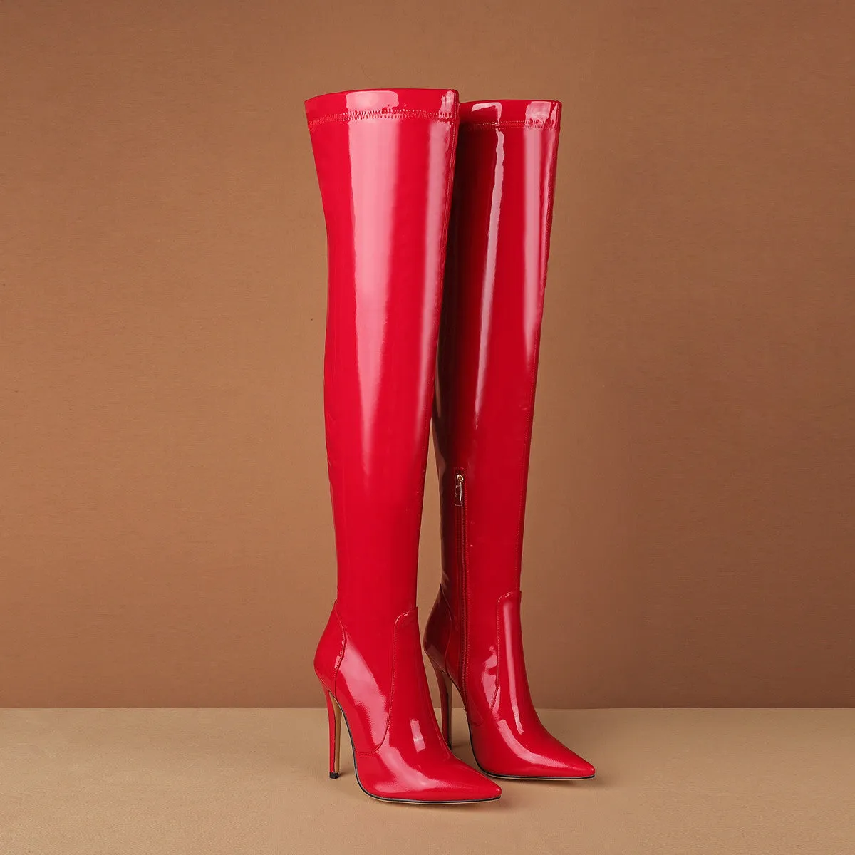 Glitter Patent Stiletto Overknee Stretch Boots