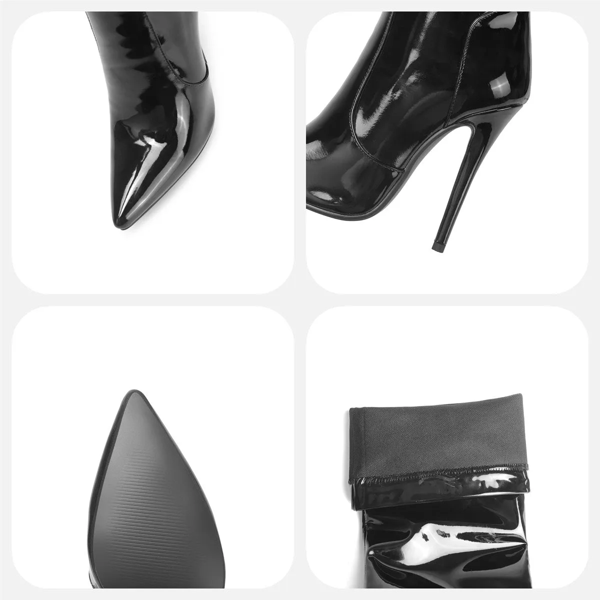 Glitter Patent Stiletto Overknee Stretch Boots