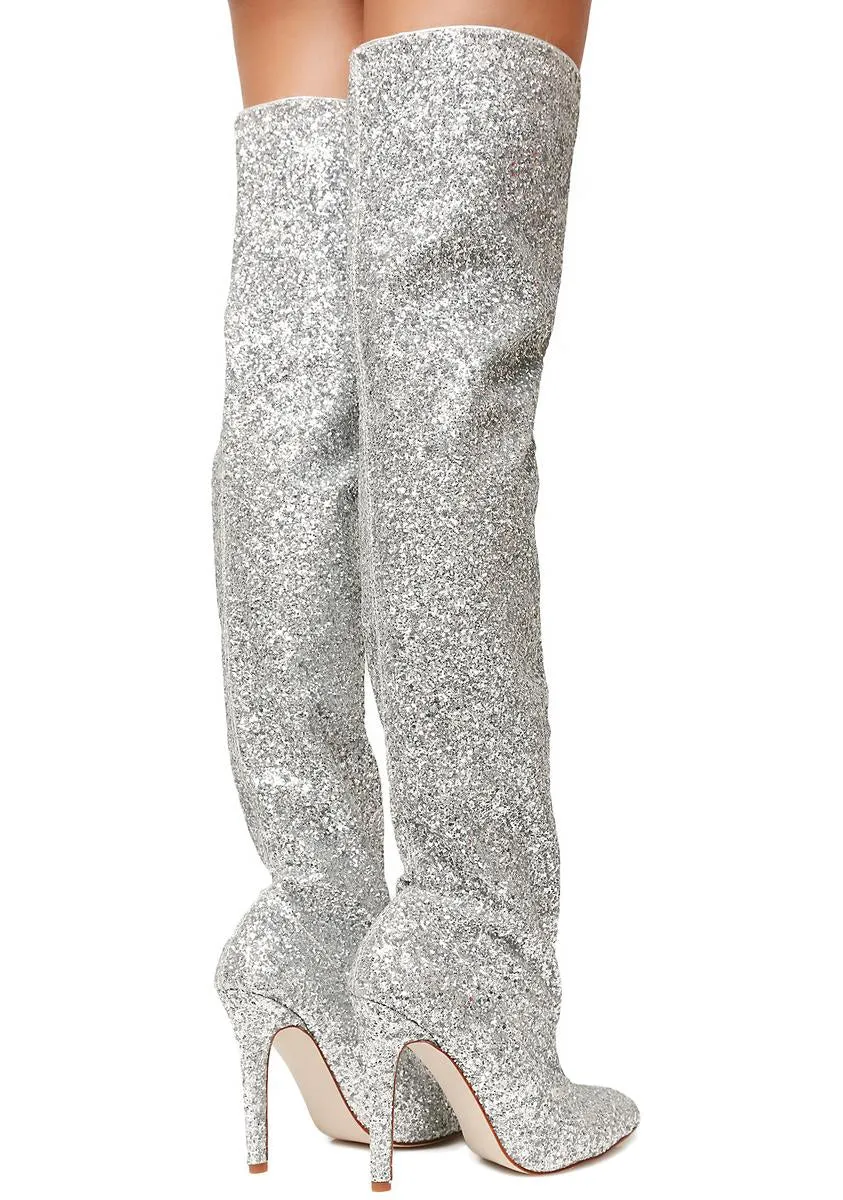 Glitz Nâ Glamour Glitter Thigh-High Boots