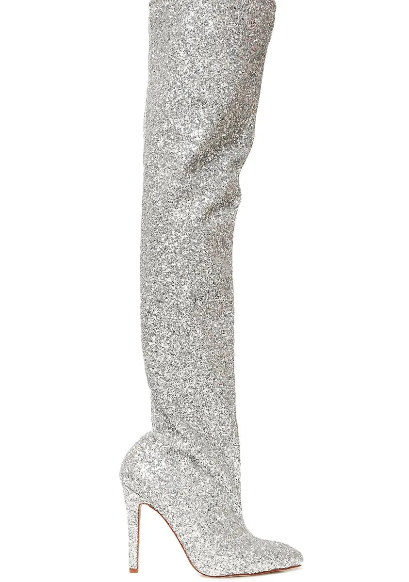Glitz Nâ Glamour Glitter Thigh-High Boots