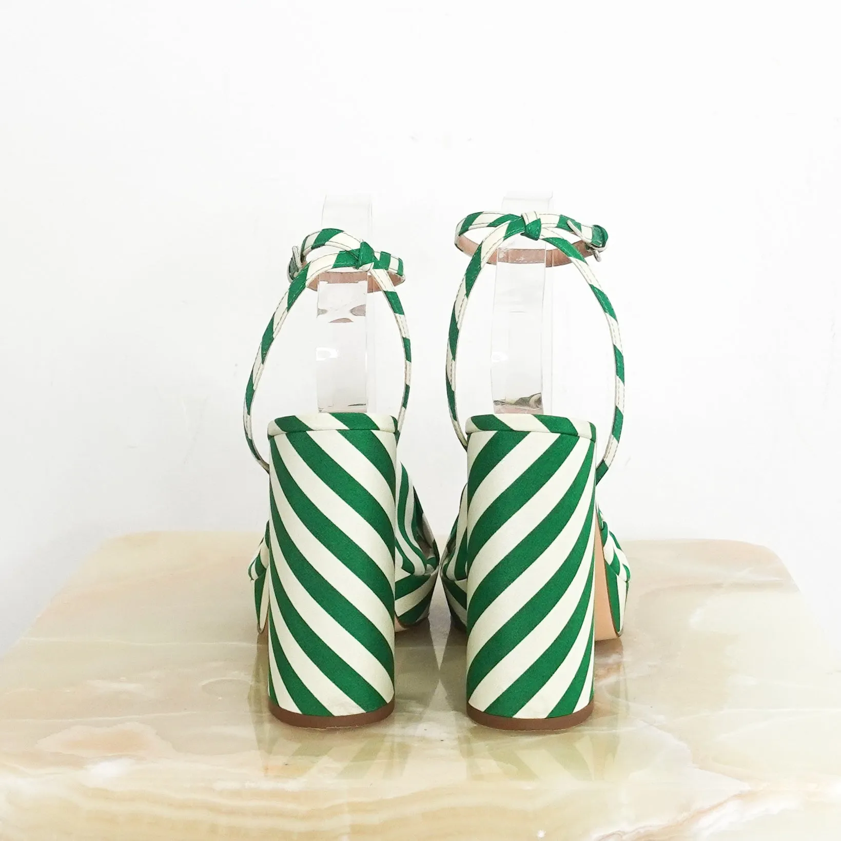 Green Amanda striped platforms RRP £320
