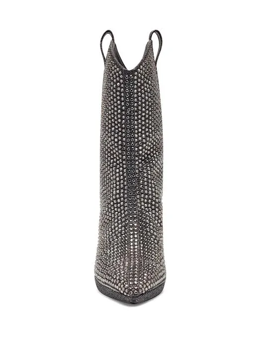 Jessica Simpson Vianne Pewter High Heel Crystal Rhinestone Pull On Ankle Booties