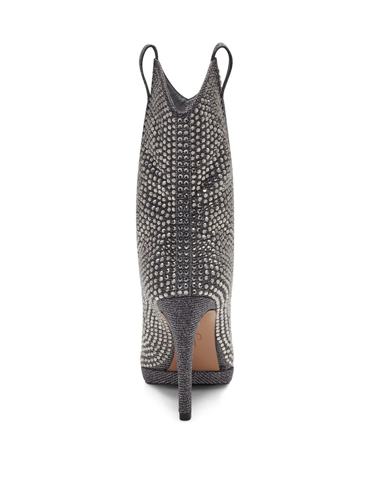 Jessica Simpson Vianne Pewter High Heel Crystal Rhinestone Pull On Ankle Booties