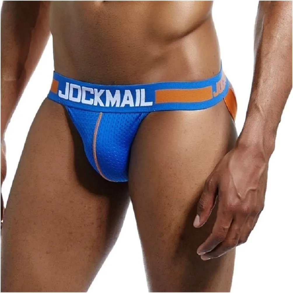 JOCKMAIL Mens Jockstrap Underwear Wide Belt Athletic Supporter Mens Thongs Sport Underwear Jock Strap