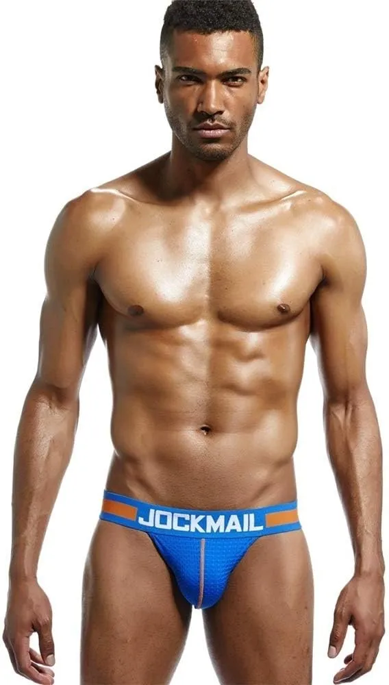 JOCKMAIL Mens Jockstrap Underwear Wide Belt Athletic Supporter Mens Thongs Sport Underwear Jock Strap