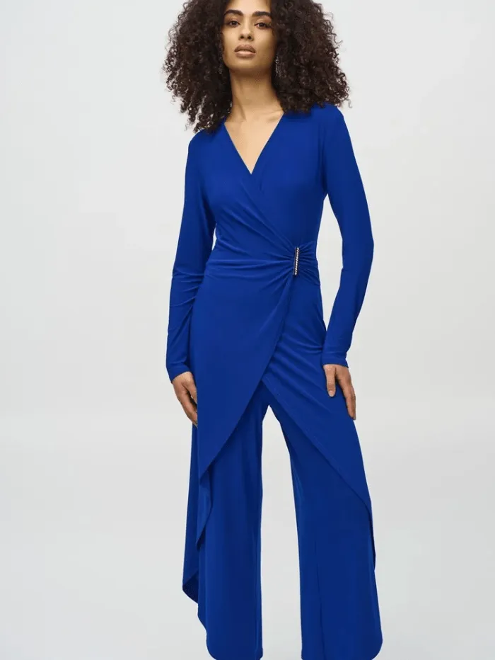 Joseph Ribkoff Silky Knit Wrap Culotte Jumpsuit In Royal Sapphire 244155 Col 2922