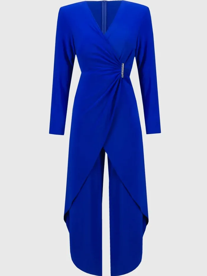 Joseph Ribkoff Silky Knit Wrap Culotte Jumpsuit In Royal Sapphire 244155 Col 2922