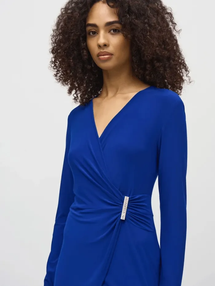 Joseph Ribkoff Silky Knit Wrap Culotte Jumpsuit In Royal Sapphire 244155 Col 2922